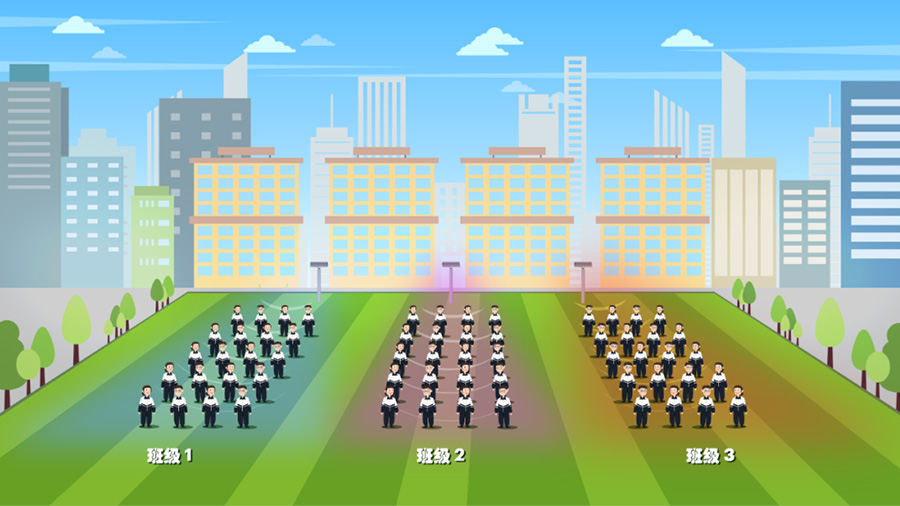 操場(chǎng)定向音響使用效果模擬圖