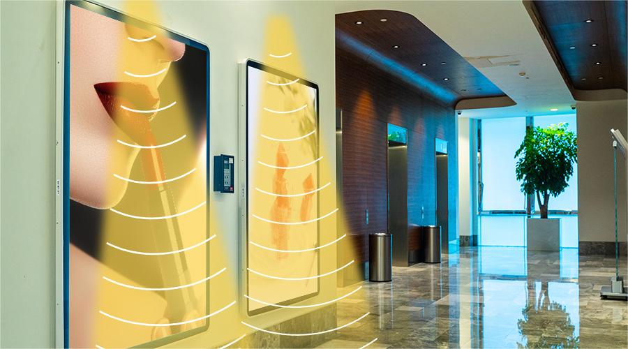 數(shù)字廣告標(biāo)牌定向音響，定向發(fā)聲示意圖