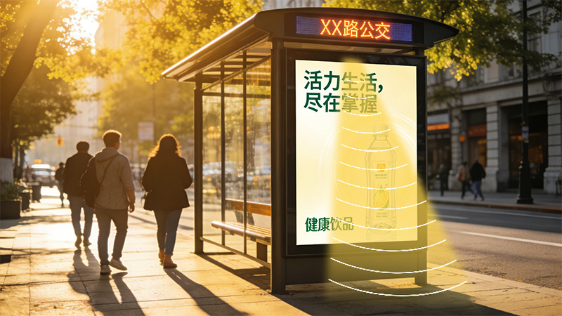 公交站臺廣告大屏集成定向揚聲器，聲場獨立