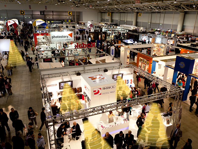 展覽展示定向喇叭,聲音分區(qū)示意圖