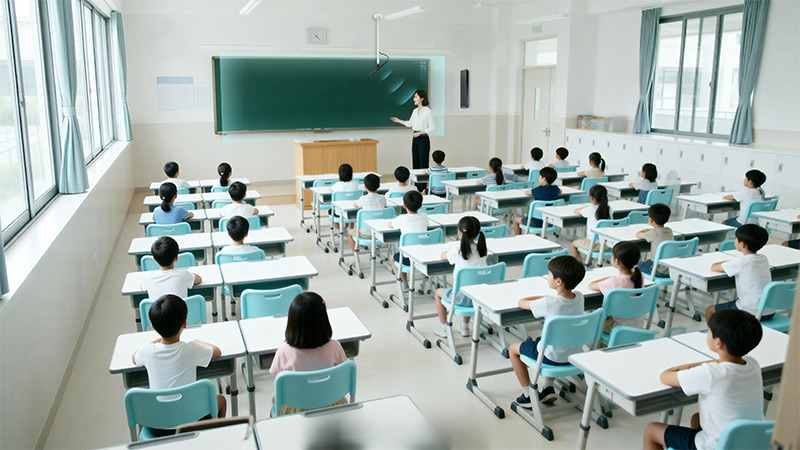 清聽聲學(xué)教室無感拾音系統(tǒng),場景示意圖